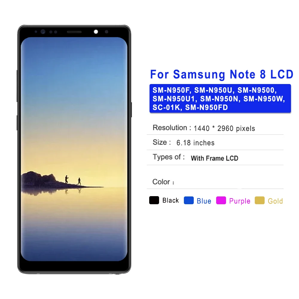 TFT LCD For Samsung Galaxy Note 8 N950 N950F N9500 LCD Touch Screen Digitizer Assembly ReplacementFor Samsung Note 8 N950F LCD