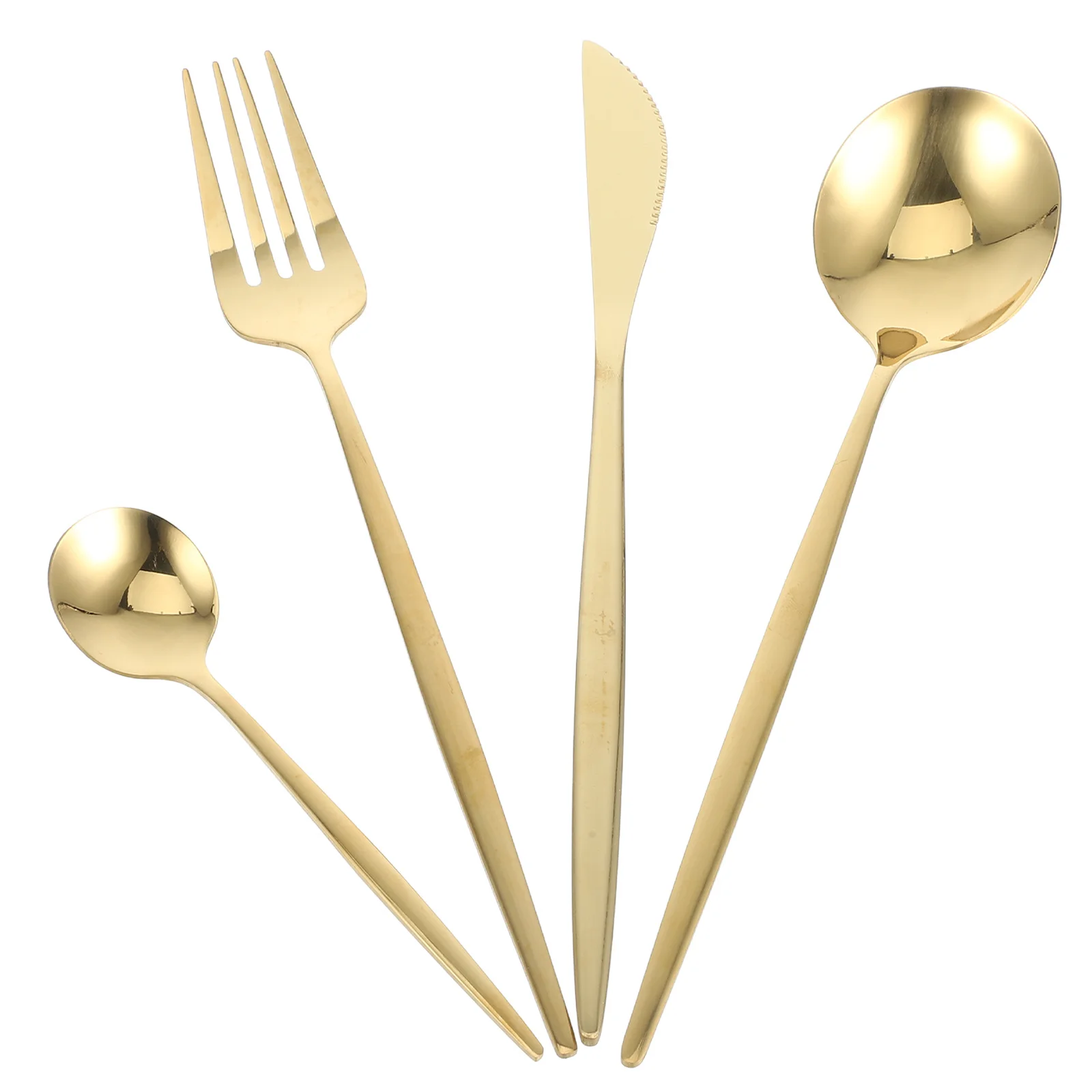 

1 set 1 Set Golden Stainless Steel Cutlery Set Flatware Silverware Knife Fork Spoon Kitchen Utensils For Daily Use Party Buffet