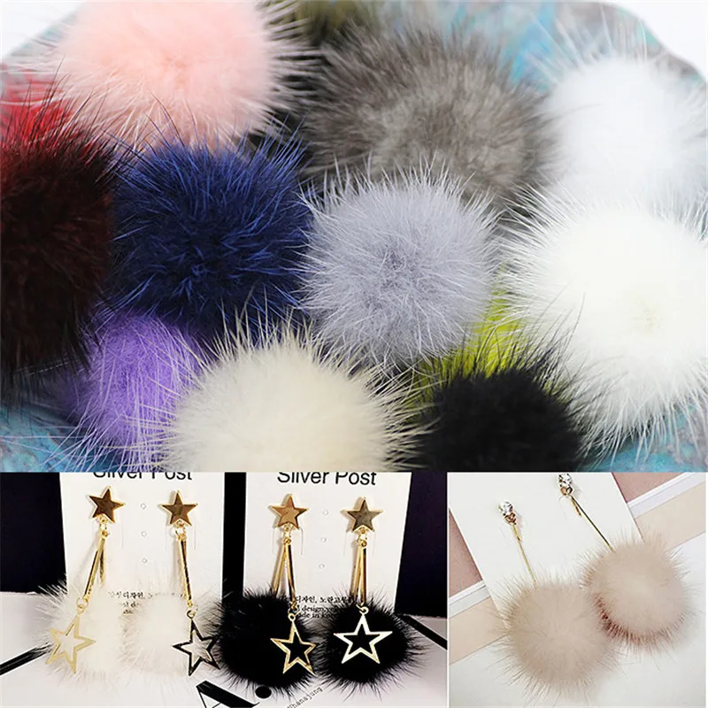 10pc 3cm Pompom Loisir Creatif Mink Pompon Balls Pompoms for Ring Keychain Shoes Hat Fluffy Pom Pom Pompones Diy Craft Supplies