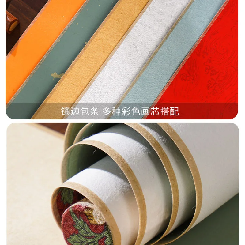 Blank Chinese Calligraphy Long Scroll Paper, Half Raw Ripe Xuan Paper Roll for Painting & Writing 10x84cm Wall Art Hanging Decor