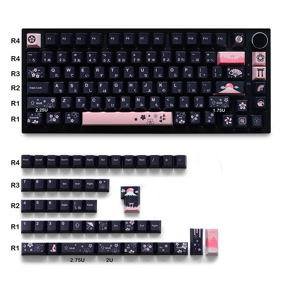 Bright Spring Theme Keycaps PBT 130 Keys Dye-Sublimation Cherry Profile Keycaps for 61/64/68/104 Mx Switch Mechanical Keyboard