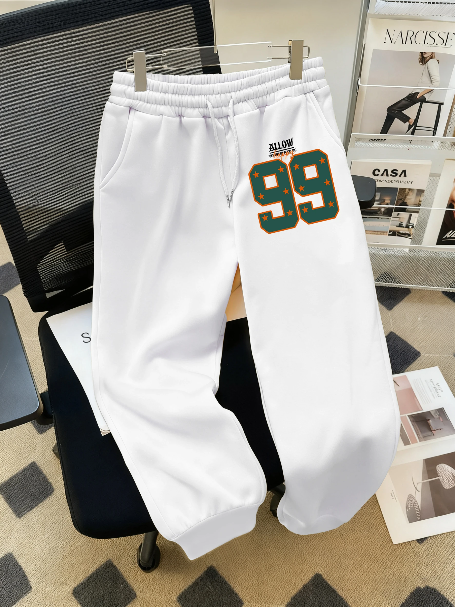 Permettre heureux numéro 99 impression créative femmes pantalons de Jogging Sport mode pantalon rue doux pantalons de survêtement automne vêtements confortables