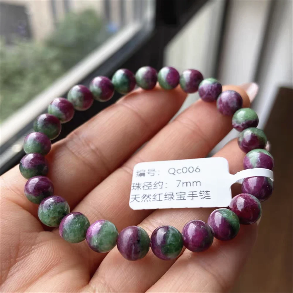 Natural Red Ruby Round Beads Bracelet Gemstone Stretch Stone Women Men Red Green Watermelon Ruby Jewelry AAAAA