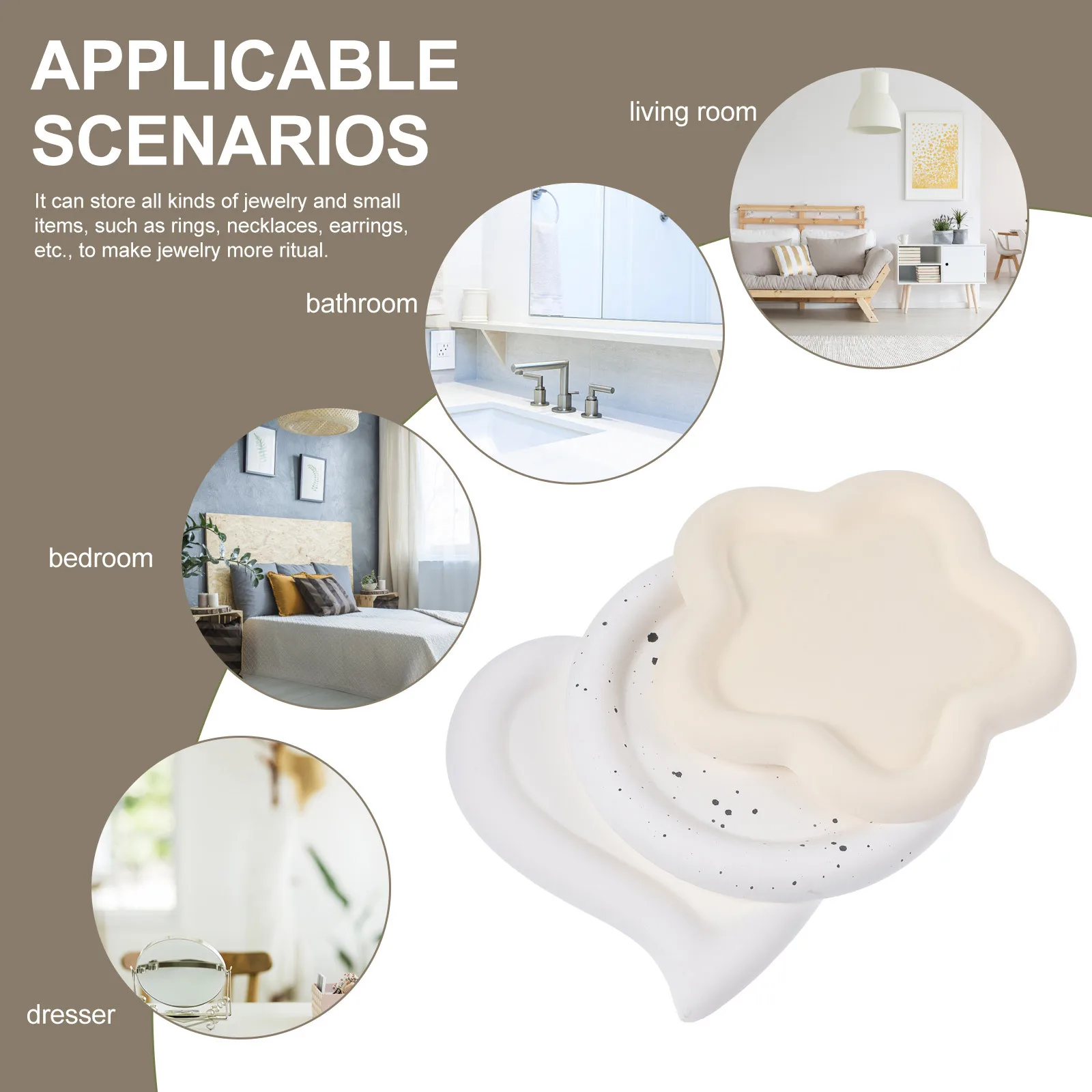 

3Pcs Decorative Jewelry Tray Irregular Shape Ring Dish Holder for Bedroom Bathroom Desktop Small Dish Irregular Room Decor