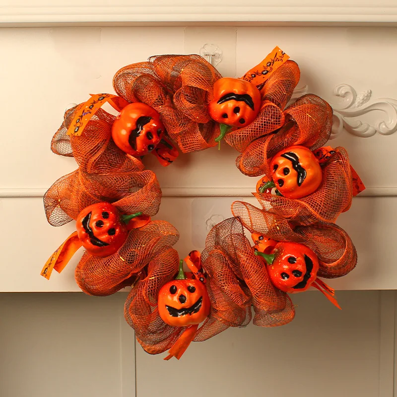 

Fall Door Pumpkin Wreath Farmhouse Garland Autumn Halloween Decor for Halloween Wreath Front Door Wall Pendant Home Decoration