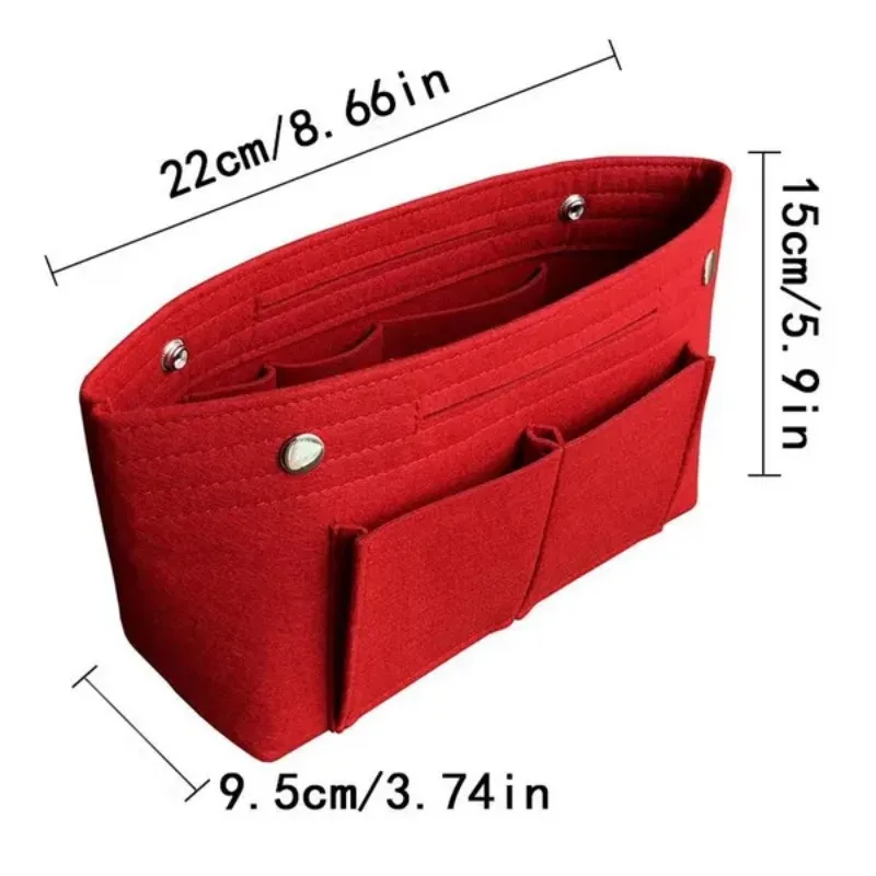 Multi-Pocket Travel Insert Felt Organizer Bag for Handbag Cosmetic Storage Portable Room 1 Pc