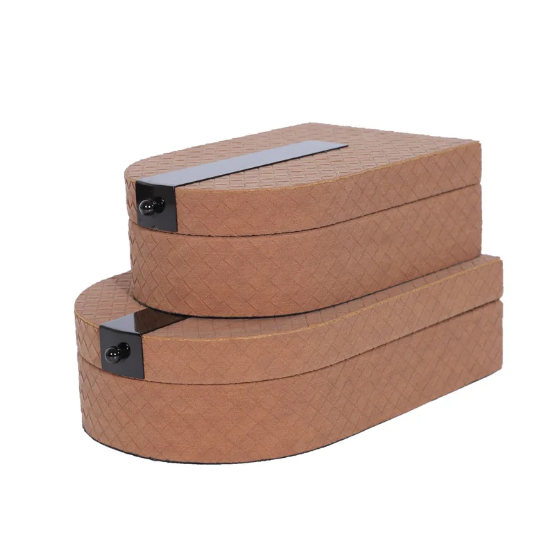 

Storage box Modern light luxury plaid coffee leather jewelry box