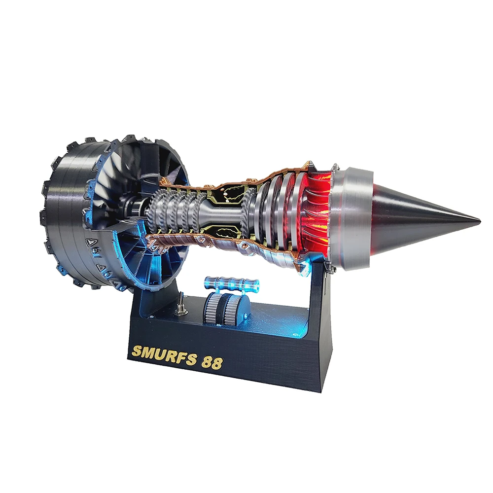 30cm Turbofan Engine Model with Built-in Atmospheric Red Light High-precision Upgraded Aviation Turbofan Model Decoration Toy