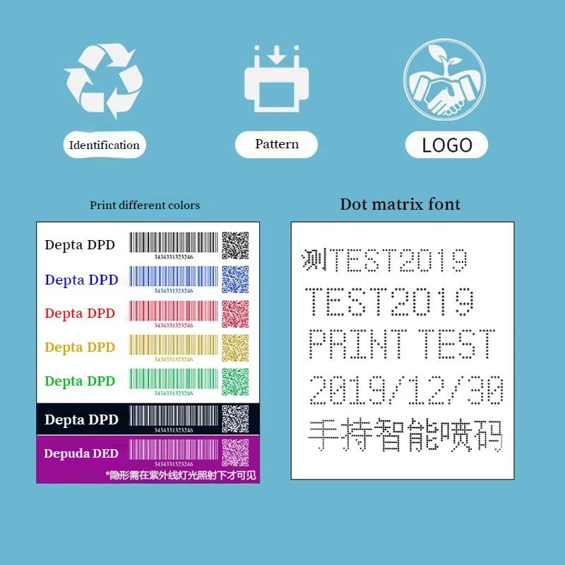 12.7mm Handheld Inkjet Printer Support Language Customization Intelligent Assembly Line Printer Food Packaging Carton Qr Code