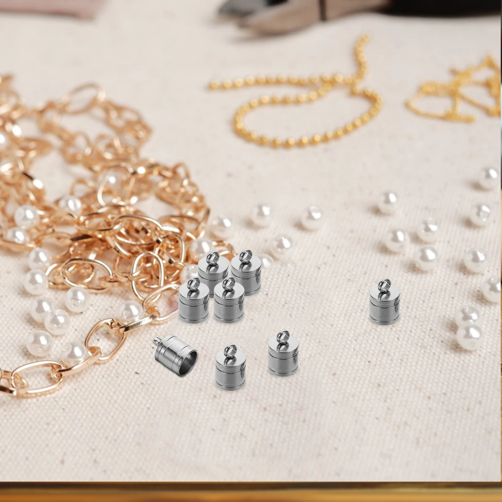 

20pcs Cord End Caps For Jewelry Making Stainless Steel Bead Caps Tassel Fasteners Necklace Bracelet Craft Keychain