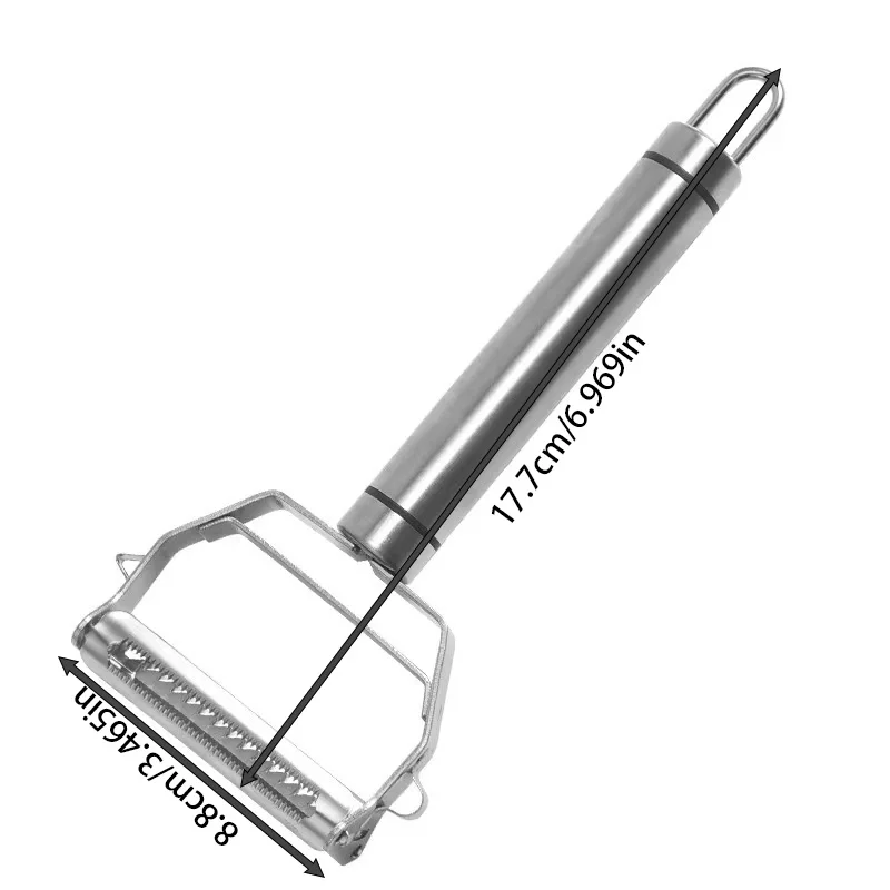 Heavy-Duty 2-in-1 Stainless Steel Peeler & Grater - 17.7×8.8cm Multifunctional Kitchen Tool with Ergonomic Handle - Image 6