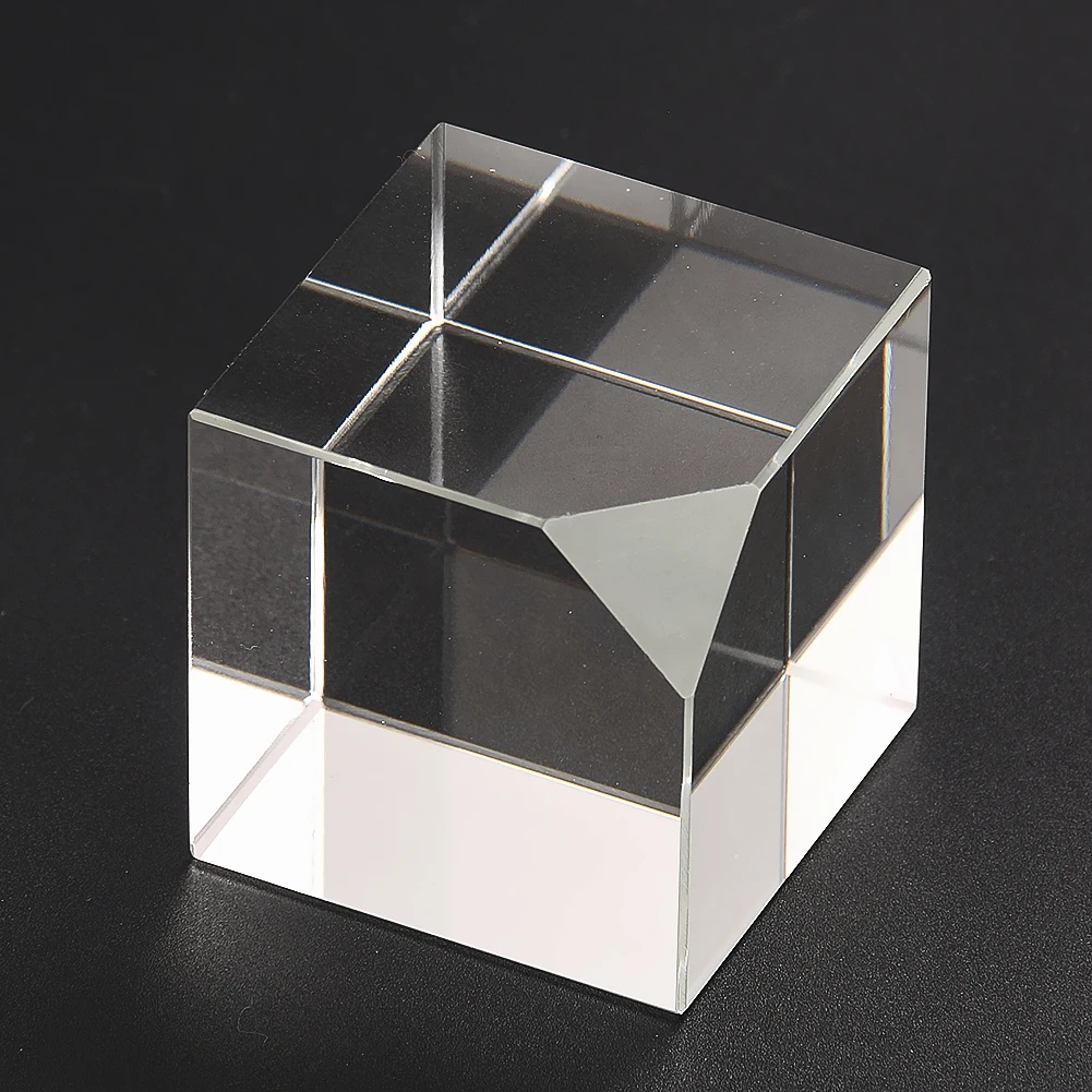 48MM Clear Faceted Prism Glass Geometry Square Cube Crystal Ornaments Jewelry Display Stand Base Photo Props Paperweight Decor