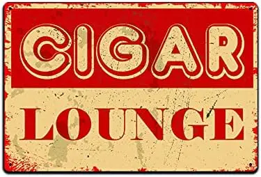 Tin Signs Cigar Wall Decor - Metal Sign for Man Cave Bar Smoking Room 12 x 8 in. Cigar Lounge sign