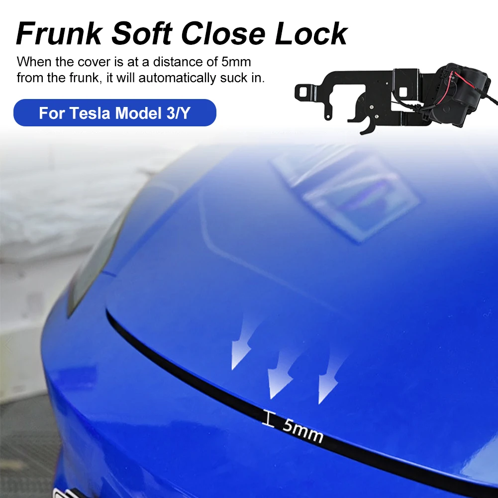 

For Tesla Model 3 Y 2021 2022 2023 2024 Car Frunk Soft Closing Lock Front Trunk Close Lock Automatic Electric Cover System