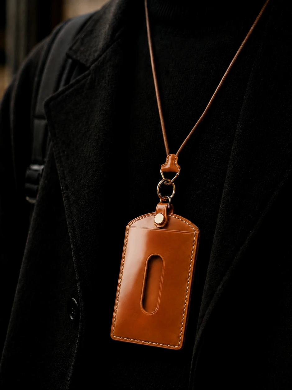 handmade-orange-leather-id-card-holder-vintage-cowhide-car-key-bag-accessory-business-card-sleeve-luggage-tag-for-commuting