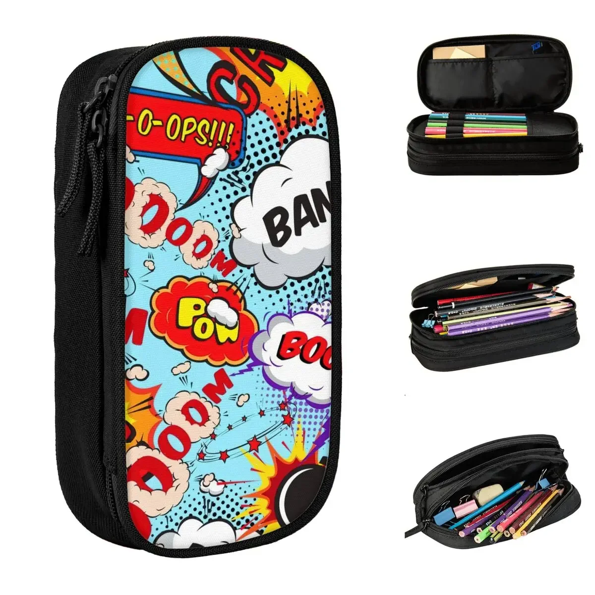 Lovely Colorful Comic Pop Art Pencil Cases Pencil Box Pen Holder for Student Big Capacity Bag Students School Gifts Stationery