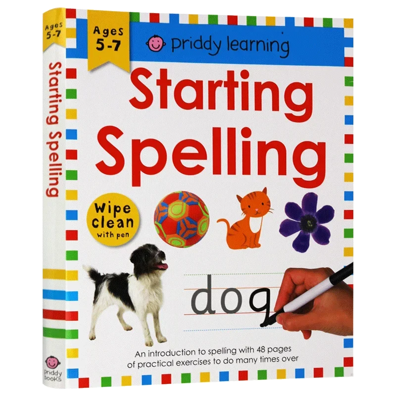 Wipe Clean Workbook Starting Spelling Roger Priddy, Children's books aged 4 5 6 7 English learning picture books, 9781684490844