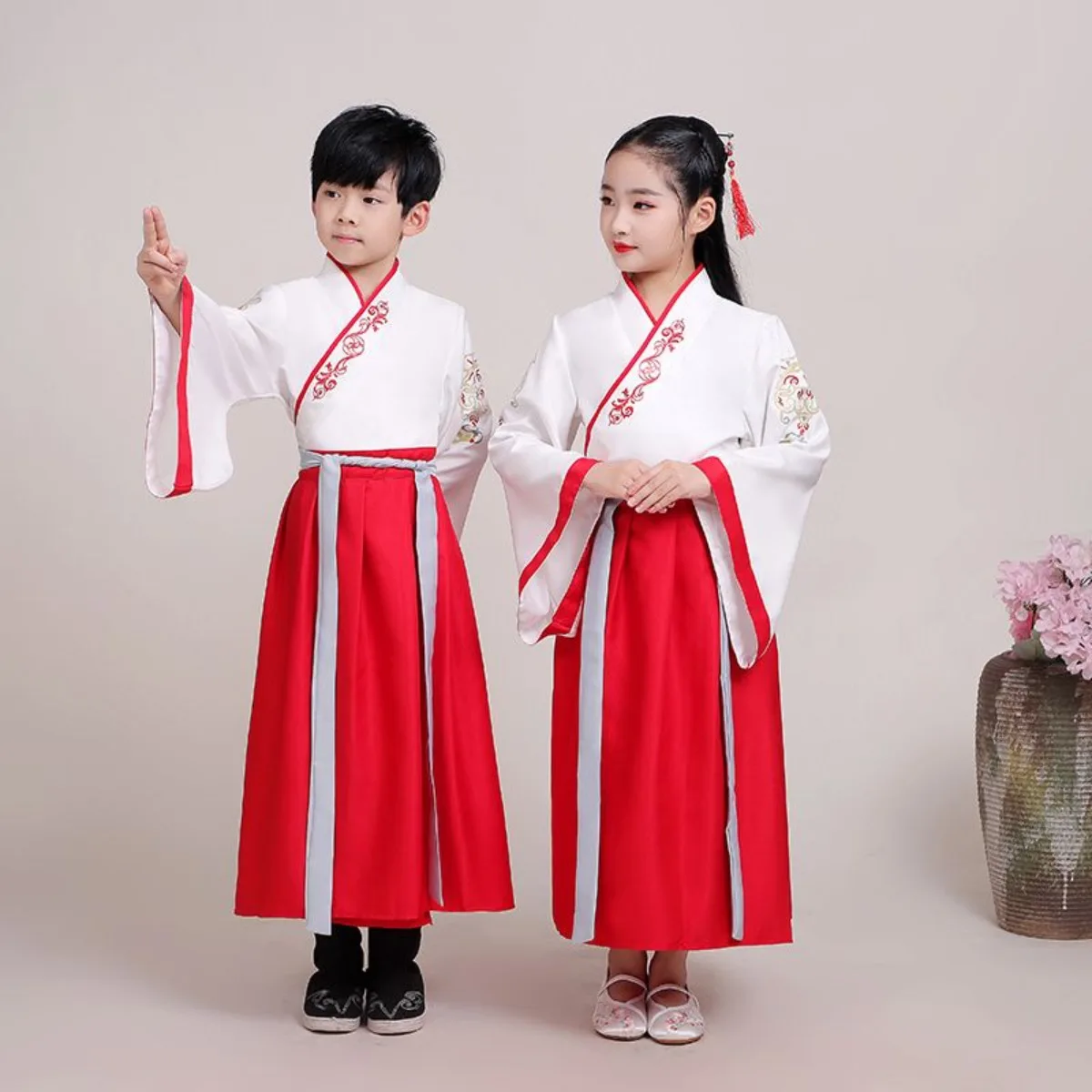 Spring Summer Kids Hanfu for Boys Girls, Traditional Chinese Guoxue Clothing, Perfect for School Opening and Performance Show