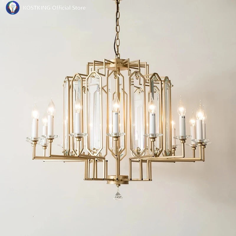 

Большая люстра в американском стиле, роскошная хрустальная лампа для лофта, двухуровневых и высоких апартаментов, длинная люстра для квартиры