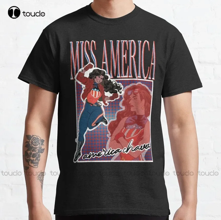 Miss America | America Chavez Classic T-Shirt Custom Tshirts Custom Aldult Teen Unisex Digital Printing Tee Shirt Xs-5Xl Cotton