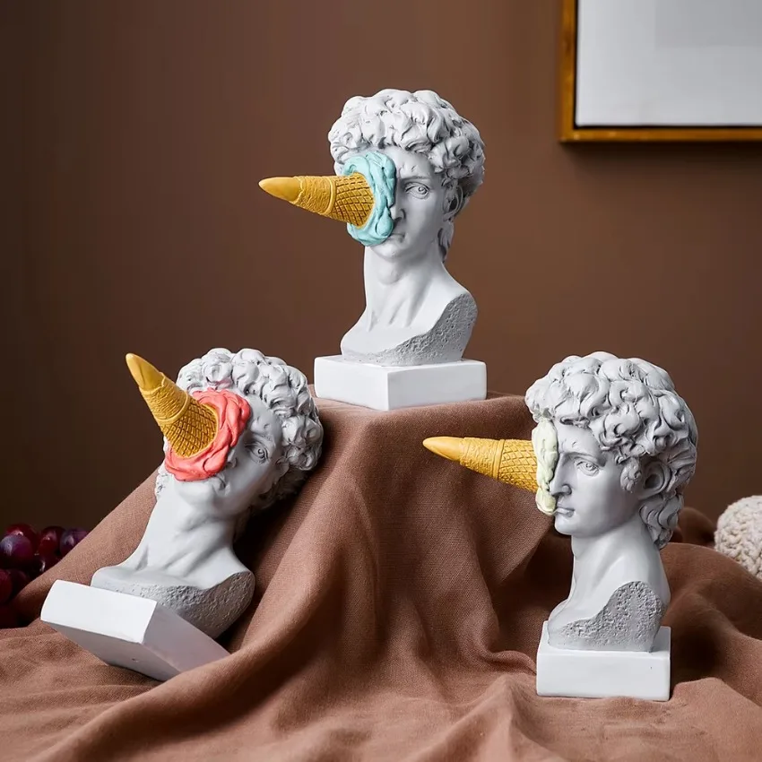 Modern Nordic David Statue Ice Cream Sculpture Office Bookshelf Desktop Art Figurine Home Decor Ornament Accessory