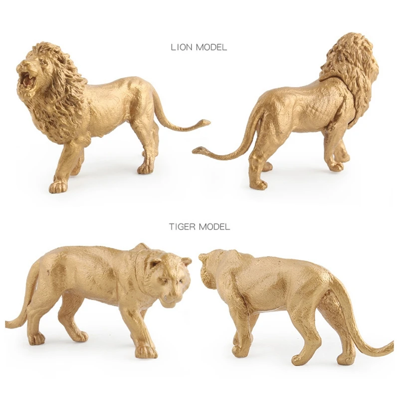 7 Piece/Set Static Gold Edition Simulation Zoo Model Toys Decoration Lion Rhino Giraffe Gift Decoration Toy