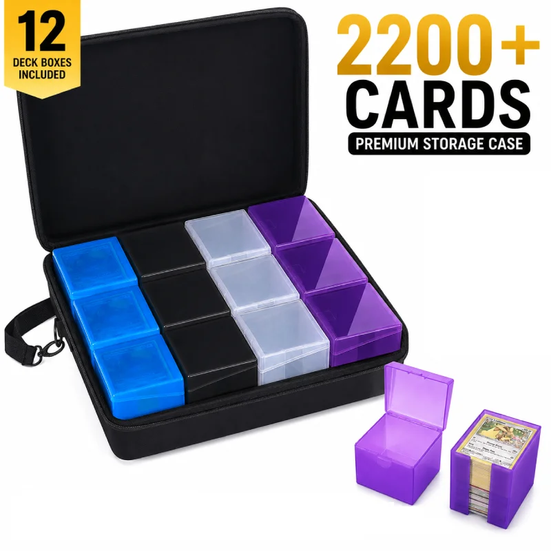 Imagen de Caja de Almacenamiento para Cartas Coleccionables con 12 Compartimentos, Capacidad para +2200 Cartas, Organizador de Cartas TCG Compatible con MTG, Cartas Deportivas, Pokémon, Y