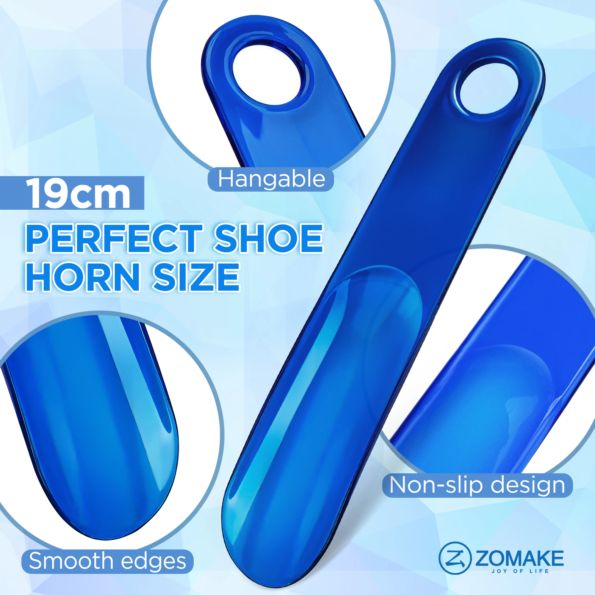 

Plastic Shoe Horn 7.5Inch blue Travel Shoe Spoon flexible Lifter Shoes Horn with Hook for Men Women Seniors Shoe Horn helper