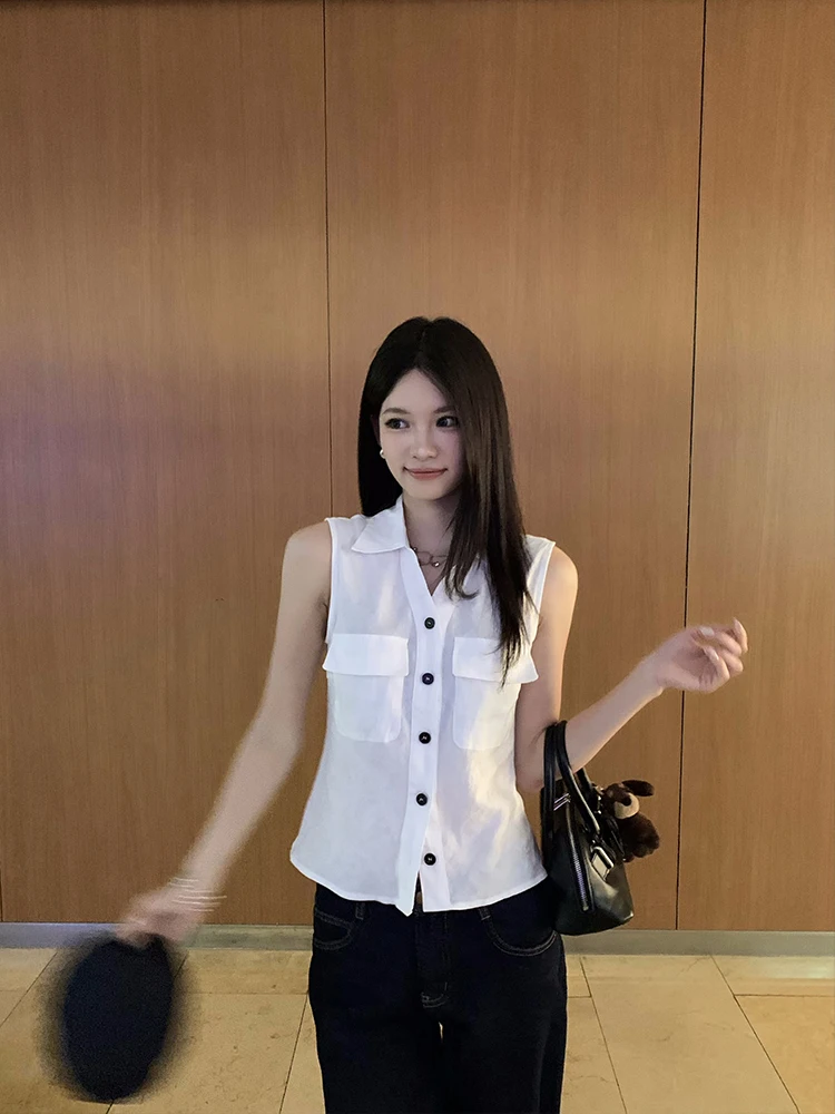 

Lumoder Women's White Svel Linen irt Casual Summer New Sle Top Design Sensation Vest for Ladies