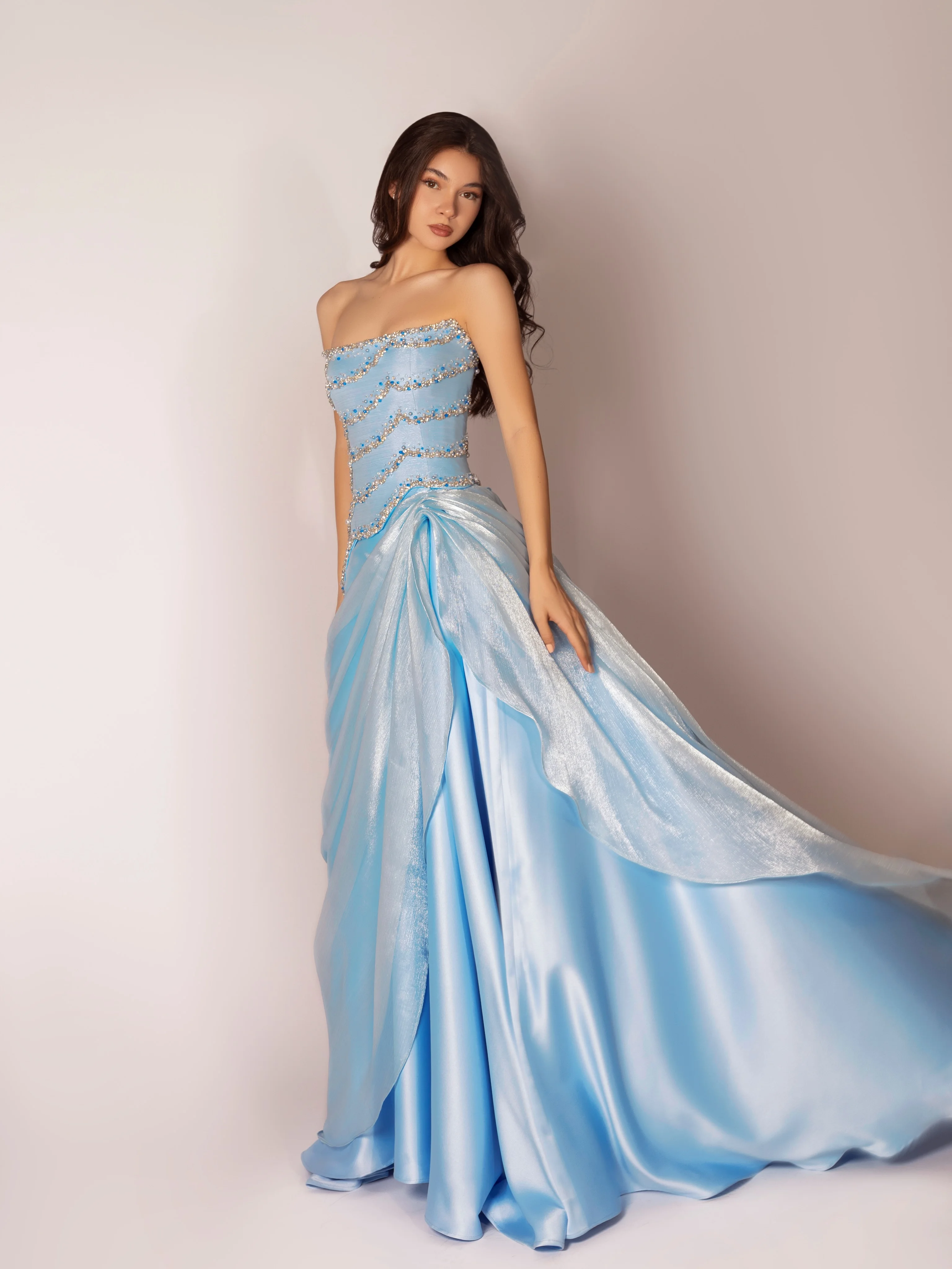 Luxury Beaded A Line Evening Dress Sequined Strapless Gala Party Gowns for Women Party Sexy Exquisite High Quality Customized