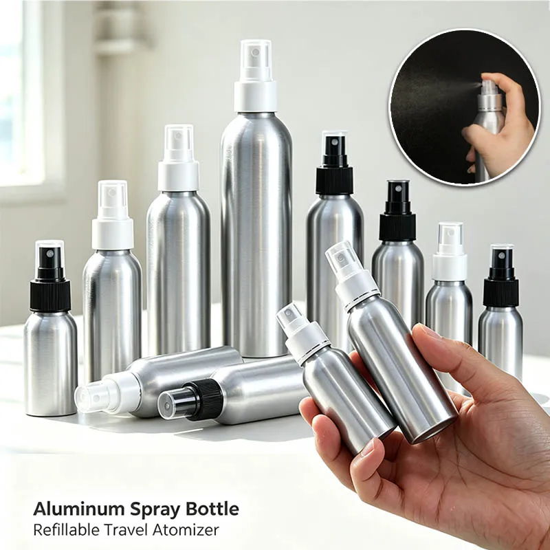 20/30Pcs 30ml-120ml Empty Aluminum Spray Bottle Fine Mist Metal Atomizer Box Travel Refill Protable Mini Cosmetics Container