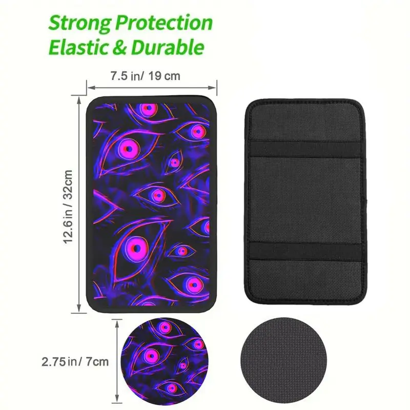 3pcs Blue Purple Feather Pattern Armrest Cup Holder Set Car Interior Additions And Decorations for Men And Women