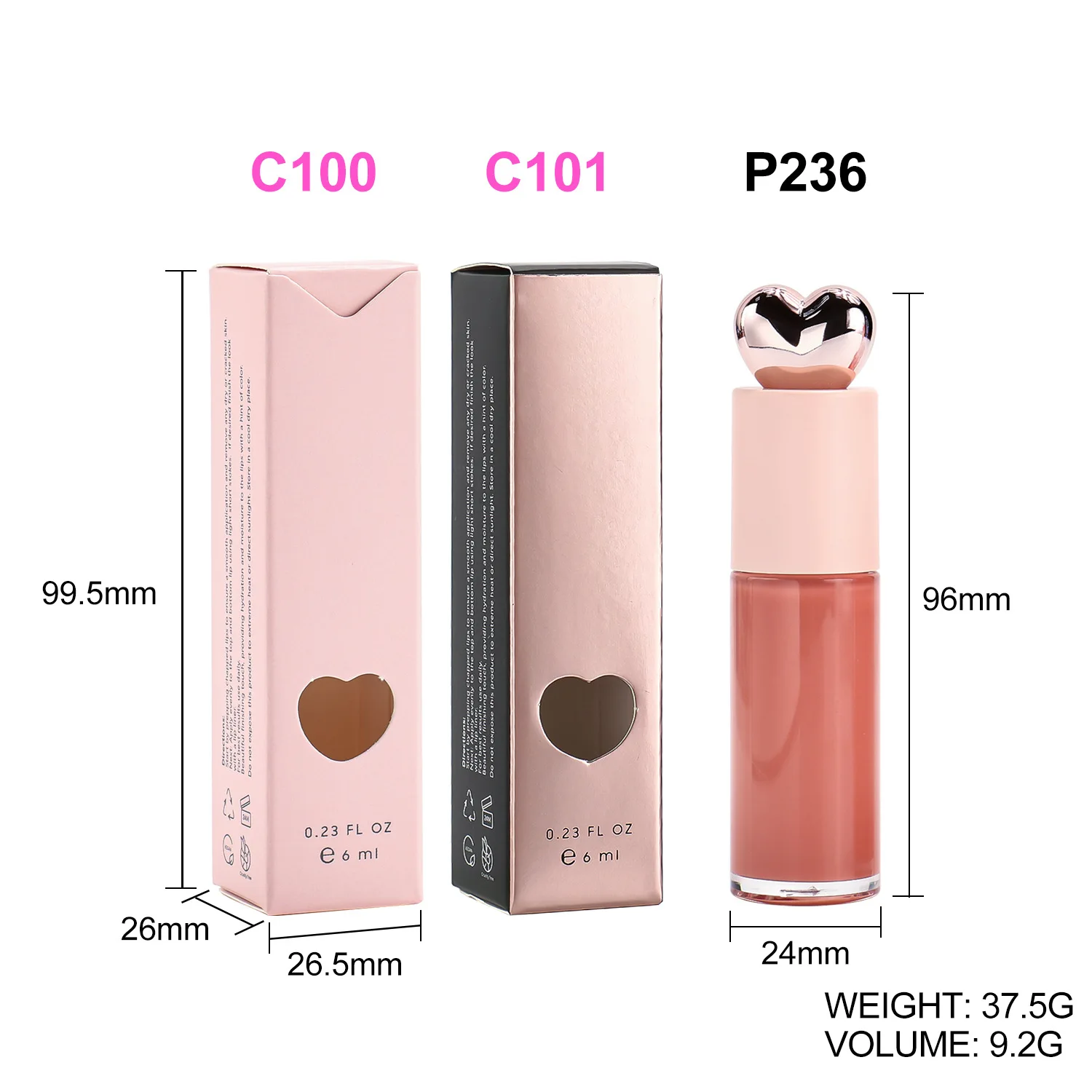 Cute Lip Gloss Custom Logo Waterproof Long Lasting Vegan Makeup Lipgloss Wholesale Heart Tube Cosmetics Peach Pink Color