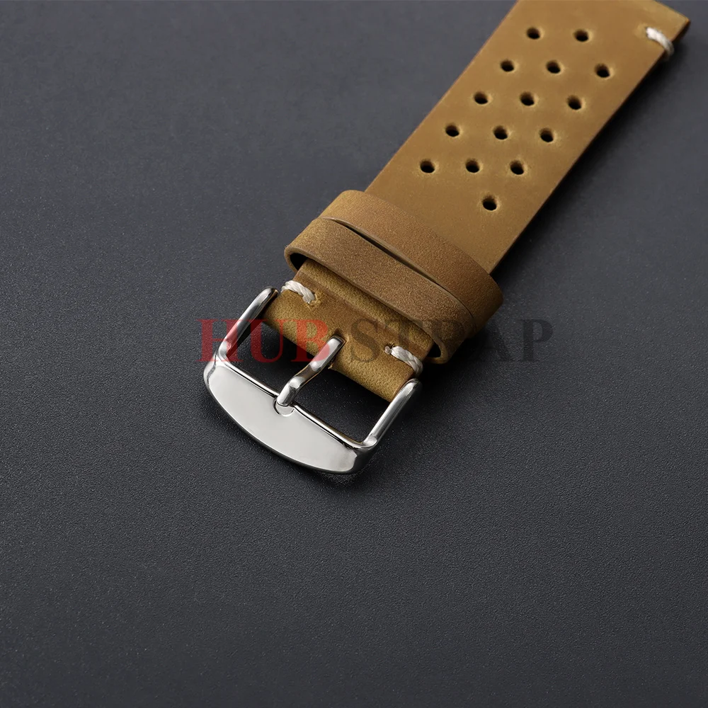 18/19/20/21/22/24mm Vintage Crazy Horse Leather Watch Strap Handmade Business Strap Brown Breathable Porous Universal Watchbands