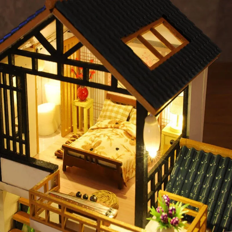 مجموعات بيت الدمى DIY للبالغين منزل خشبي مصغر كبير مع أثاث مصنوع يدويًا لتجميع النماذج كهدية لديكور المنزل #2