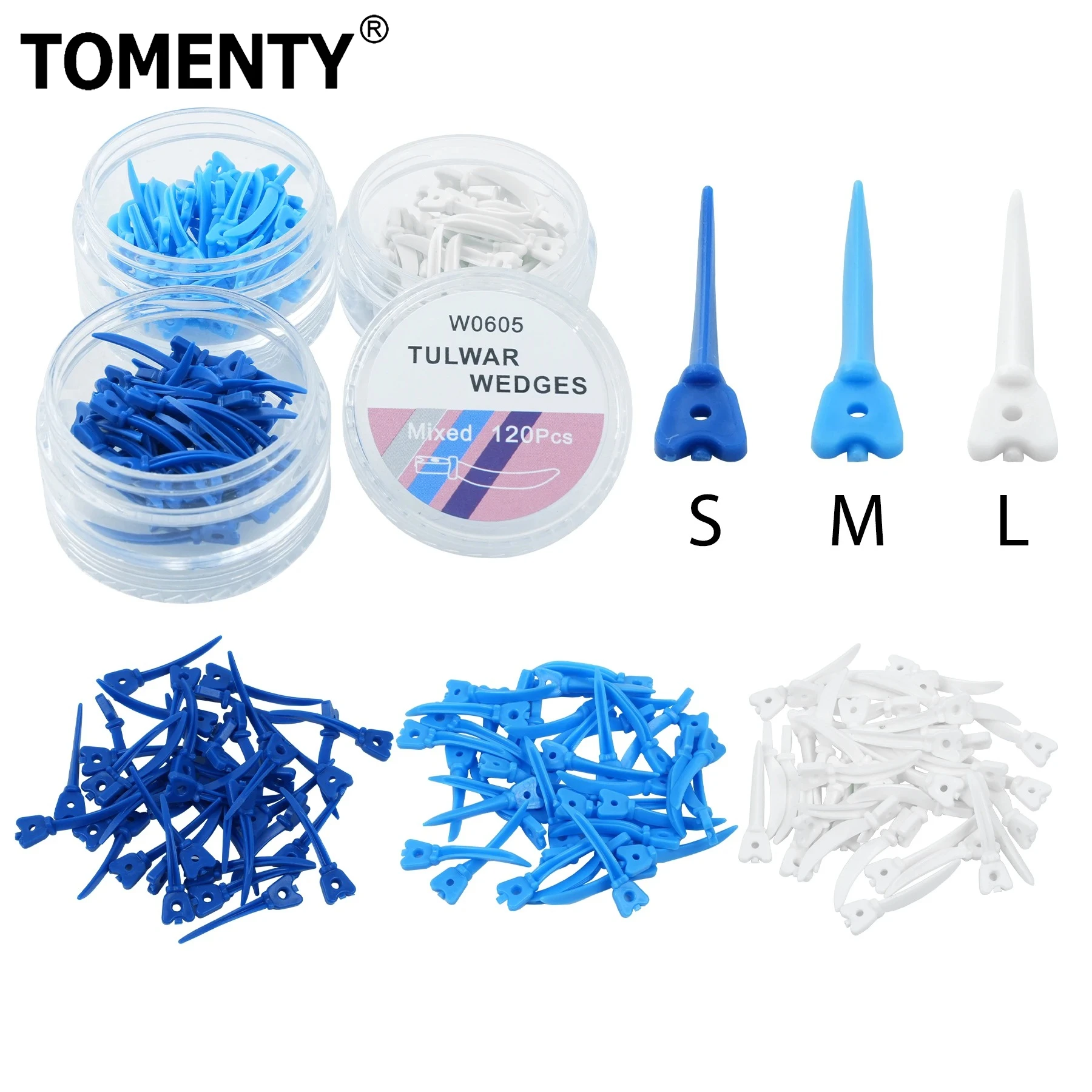 40/120Pcs Dental Plastic Tulwar Wedges with Hole Tooth Gap Sectional Matrix Refill Disposable Oral Care Materials S/M/L