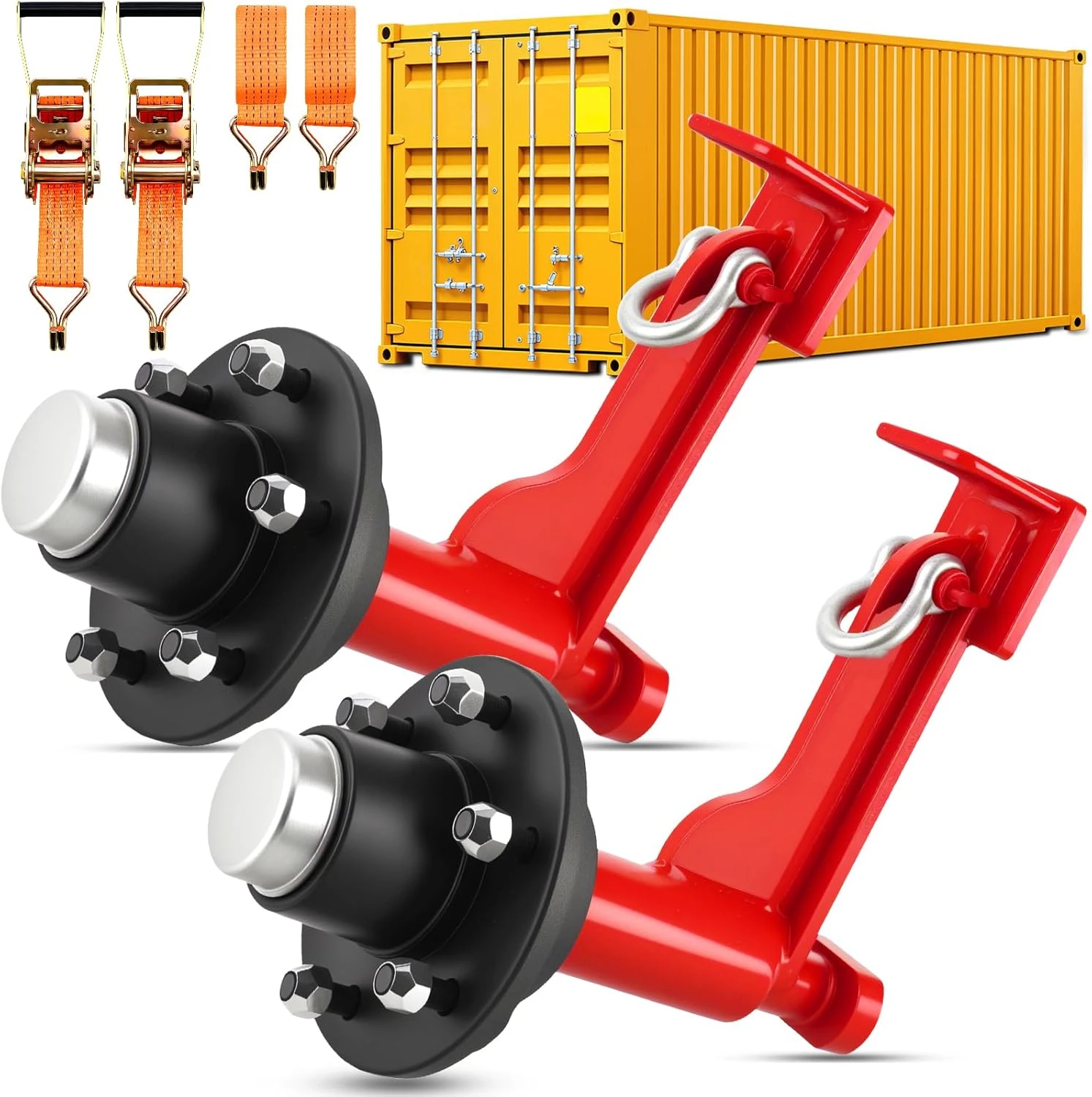 2-Piece Container Moving Wheel and Shaft 6-Bolt Set, Bolted Fixed Shaft Set for Container Transport