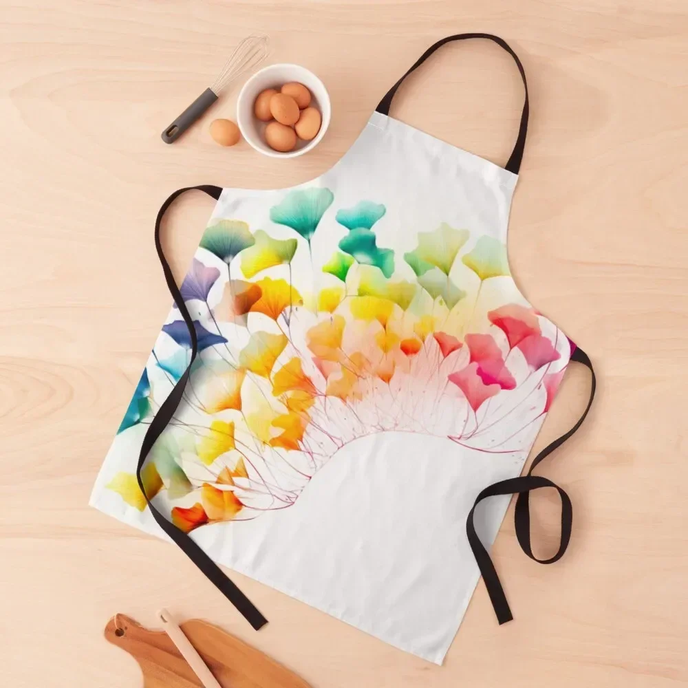 

Rainbow Ginkgo Apron Waterproof Women's Apron