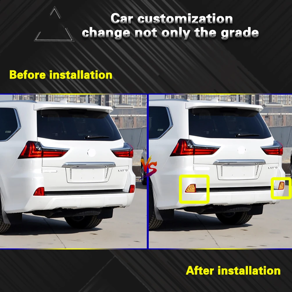 Fit For 2016 2017 2018 2019 Lexus LX570 Red Lens LED Rear Fog Lamp LED Driving Brake Tail Light With Turn Signal light