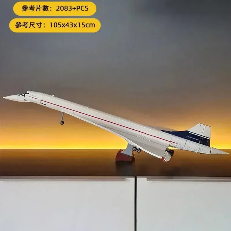 Kit de construcción Moc 2083PCS Airbus Concorde, el primer avión supónico del mundo, bloques de transbordador espacial de aviación, juguetes de ladrillos, regalos para niños