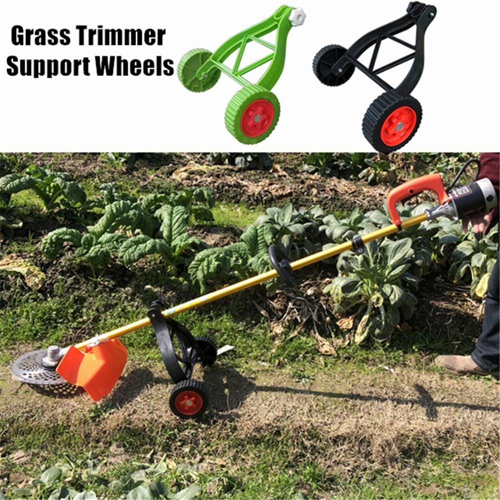 Imagem -06 - Universal Grama Trimmer com Rodas de Apoio Escova Cortador Elétrico Cortador de Grama Corda Trimmer Ângulo Ajustável Acessório