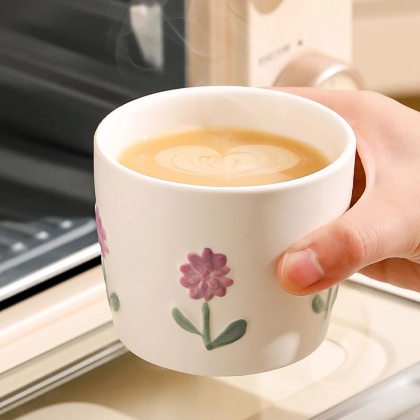 

Daisy Tea Cup Set Ceramic Mugs 4-Piece Coffee Cups for Home Office Tea Party Housewarming Birthday Gift Box for Friend Women