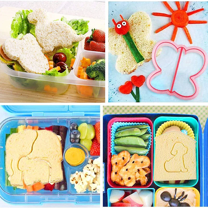 Plastic Sandwich Cutters Set for Children Kids DIY Food Cookies Bread Mold Maker Fruit Vegetable Cutter Shapes Baking Tools