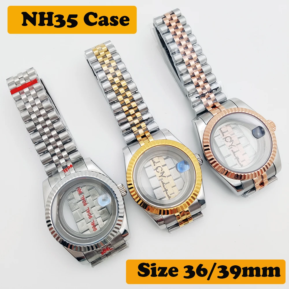 

36mm/39mm groove bezel NH35/NH36 case replacement accessories Sapphire glass stainless steel accessories NH35 Nh36movement case