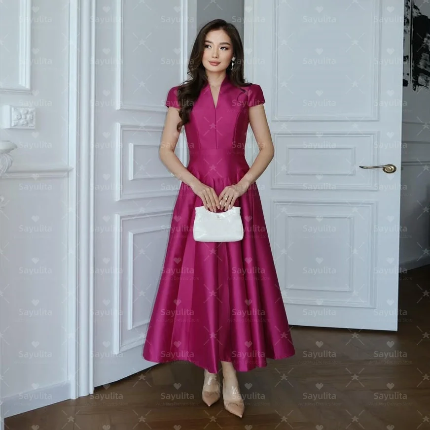 Sayulita فساتين حفلة موسيقية بطول الكاحل، رقبة على شكل V صغيرة، فساتين رسمية وسهرة، أكمام أحذية، فستان حفلات الزفاف حسب الطلب #1