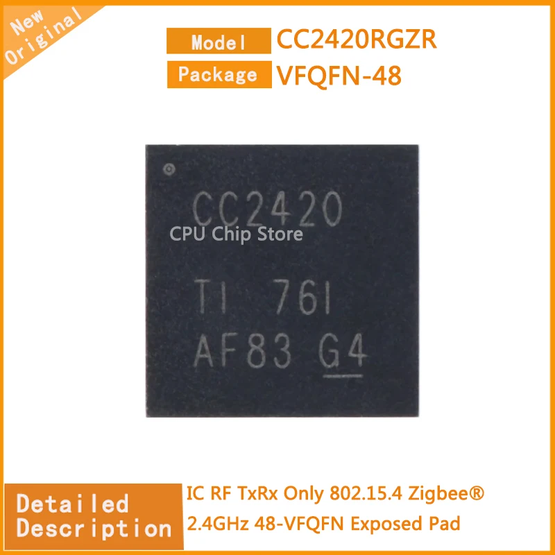 

5Pcs/Lot New Original CC2420RGZR CC2420 IC RF TxRx Only 802.15.4 Zigbee® 2.4GHz 48-VFQFN Exposed Pad