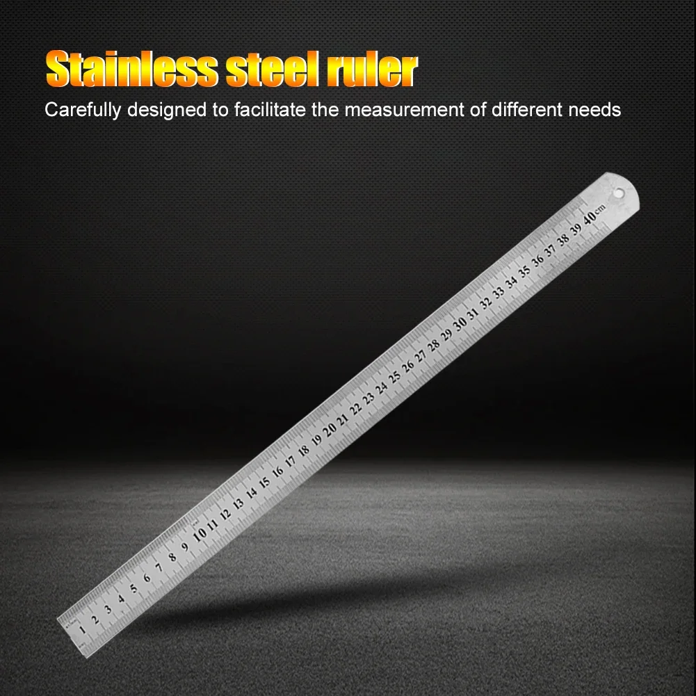 Double Side Stainless Steel Straight Ruler Metric Rule Precision Measuring Tool 15/20/30/40/50cm School Office Drawing Supplies