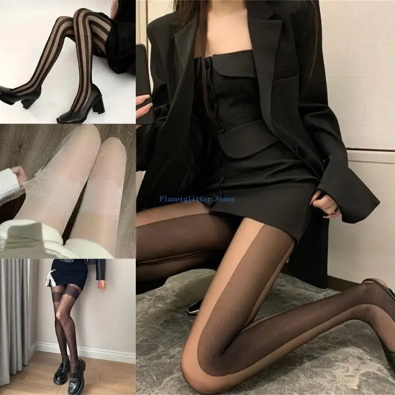 

652B Women Sheer Tights Leggings Patterned Pantyhose Stockings Students Girls Tights 90s Streetwear Gifts