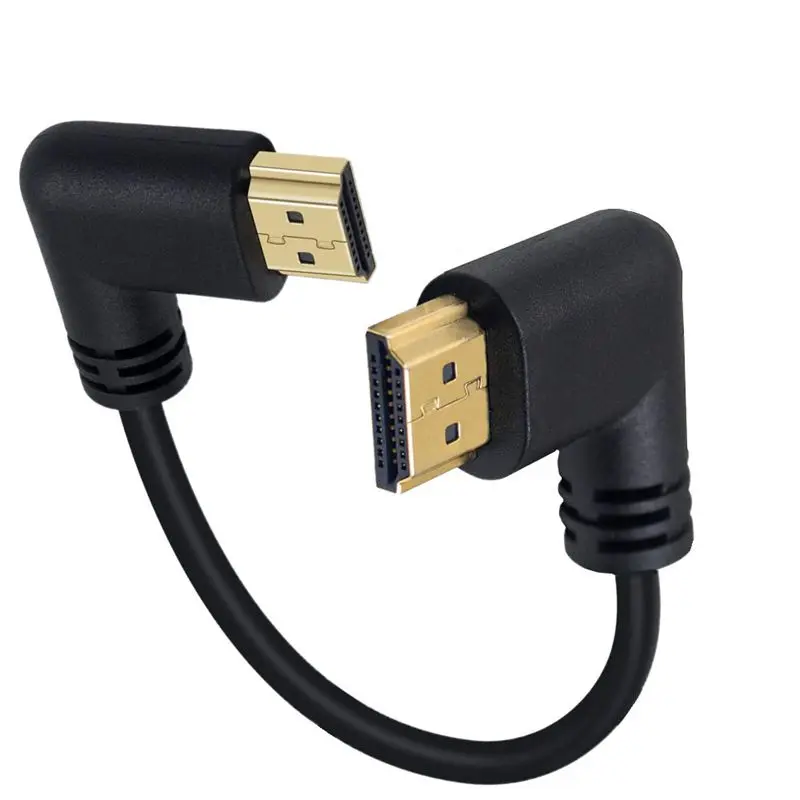 Cabo HDMI para DVD PS3 e PC, HDMI2.0, 4K, compatível 3D duplo, 90 graus em ângulo esquerdo, macho HD para a direita