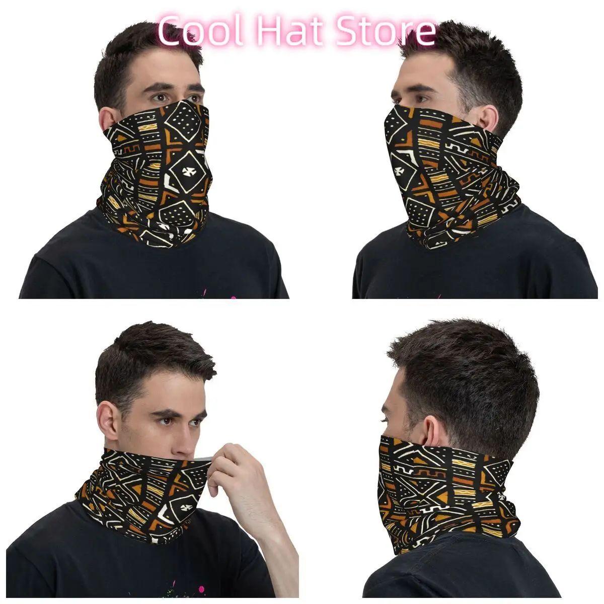 Custom African Bogolan Bandana Winter Neck Warmer Men Windproof Wrap Face Scarf for Ski Africa Ethnic Tribal Art Gaiter Headband